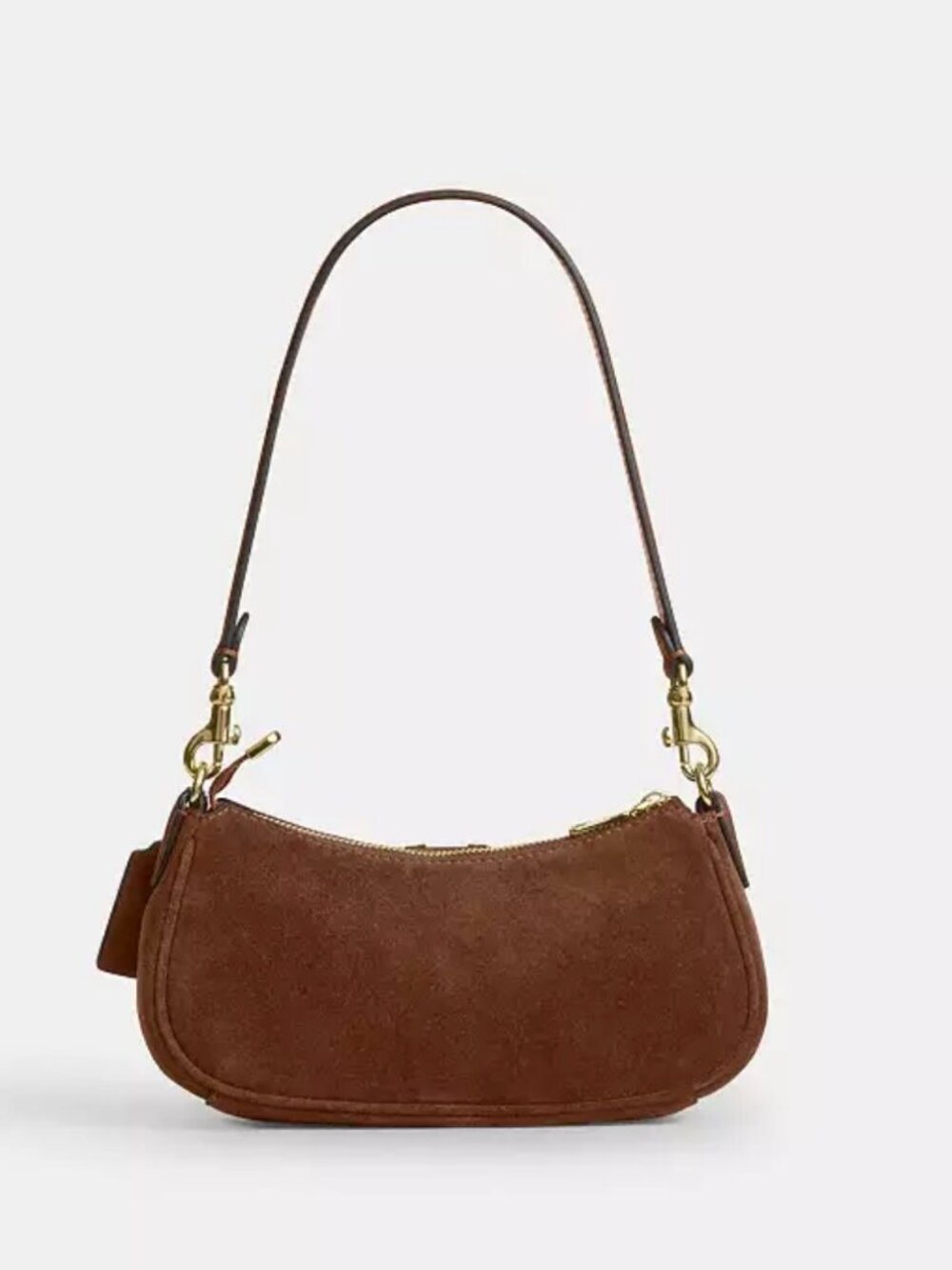 COACH ashton mini shoulder bag. suede/gold /warm brown. item # cfa50. - Picture 4 of 16